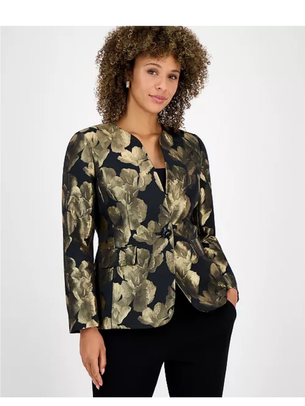 Kasper Women's Metallic Jacquard Collarless Jacket Sz6 NWT
